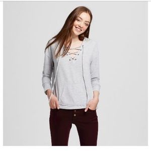 FINAL $ DROP Target Mossimo Lace Up Grey Hoodie L